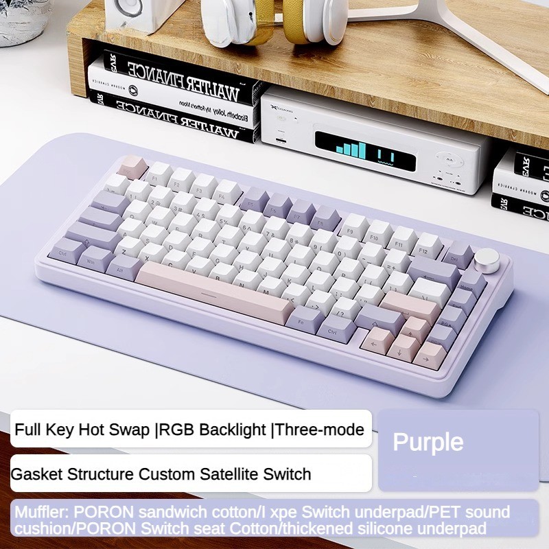Xinmeng M75 M75Pro หน้าจอสามโหมด 2.4g ไร้สายบลูทูธคีย์บอร์ดที่กําหนดเอง Hot-swappable RGB เกม Office