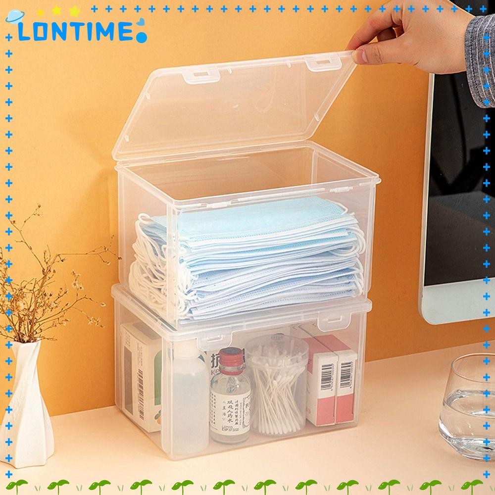 Lontime 1 ชิ้นกล่องเก็บ,พลาสติกแบบพกพาพลิกกล่อง,ฝุ่นขนาดเล็กขนาดใหญ่โปร่งใสหนายาเก็บยาเครื่องประดับต่างหูเครื่องสําอาง