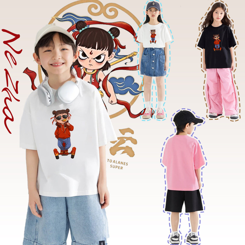 ผ้าหนาทรงสวย “Nezha 2”  TSHIRT THE Animated movies Ne Zha tshirt printed for เด็ก unisex boys and gi