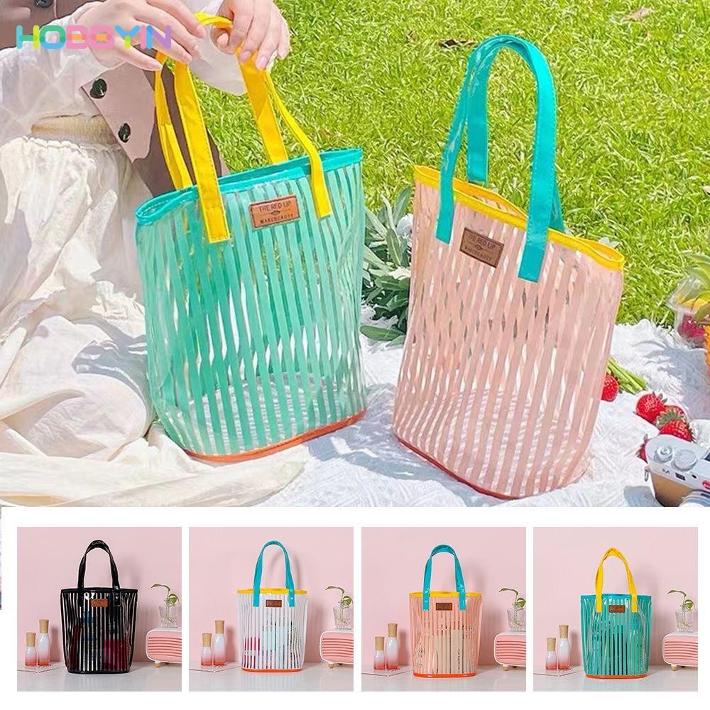 HOBBYIN กระเป๋าถือ กระเป๋าสะพายไหล่ แบบใส จุของได้เยอะ แบบพกพา แฟชั่นฤดูร้อน