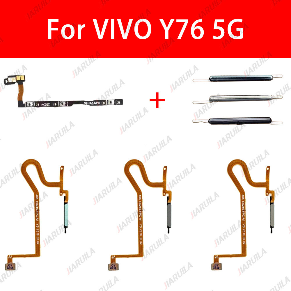 ลายนิ้วมือ แพรปุ่มโฮมสแกนนิ้ว+ ปุ่มกดสวิทช์ด้านนอกสําหรับ vivo Y76 5G ใหม่เครื่องสแกนลายนิ้วมือสําหรับ แพรสวิตช์พาวเวอร์