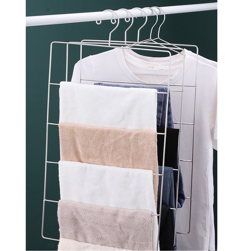 【พร้อมส่ง】ไม้แขวนกางเกง ที่แขวนกางเกง เกงไม้แขวนเสื้อ องศาแขวนกางเกงและผ้าขนหนู สแตนเลส แข็งแรงกว่าพลาสต