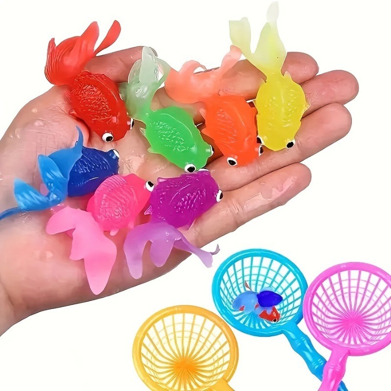 10ชิ้นลอยยางปลาทองของเล่นสําหรับในร่มและกลางแจ้งเกมน้ํา,ฤดูร้อนพรรคตกแต่งและอุปกรณ์