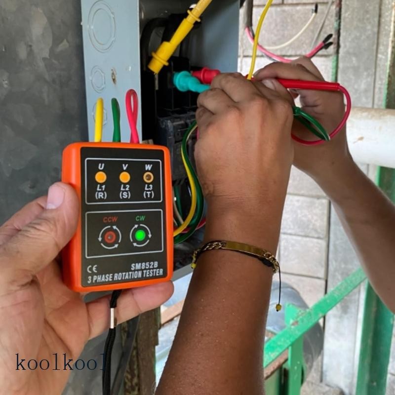 Kool Precisions SM852B เครื่องตรวจสอบการหมุนเฟสพร้อม LED Buzzers เครื่องทดสอบลําดับเฟสอัพเกรดสําหรับ