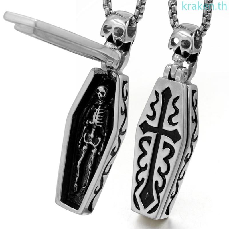Kra Gothic Punk Coffin สําหรับสร้อยคอแวมไพร์ Rock Biker เครื่องประดับสําหรับ Hip Hop Men