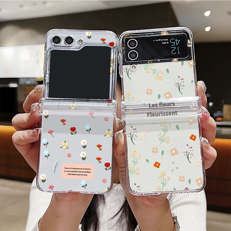 สําหรับ Samsung Galaxy Z Flip 6 5 4 3 5G F741B F731B F721B F711B กรณีโปร่งใสพับเคสโทรศัพท์สําหรับ Samsung Z Flip3 Flip4 Flip5 Flip6 ฝาครอบกันชน