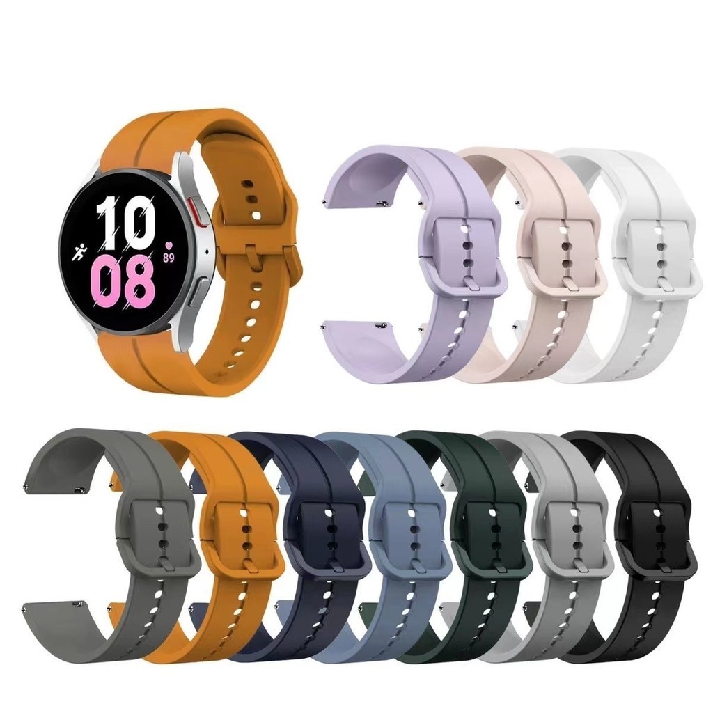 สายนาฬิกาสากล20/22mmสำหรับสาย Samsung Galaxy Watch6/5/4สายซิลิโคนแบบหัวล็อคสี