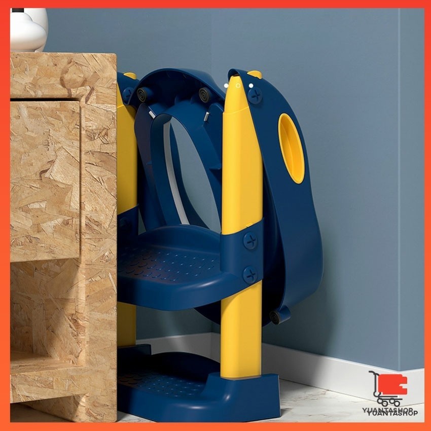 บันไดชักโครก ที่นั่งรองชักโครก เบาะนุ่ม ฝึกขับถ่ายสำหรับเด็ก พร้อมส่งสินค้าแม่และเด็ก Children's toilet ladder