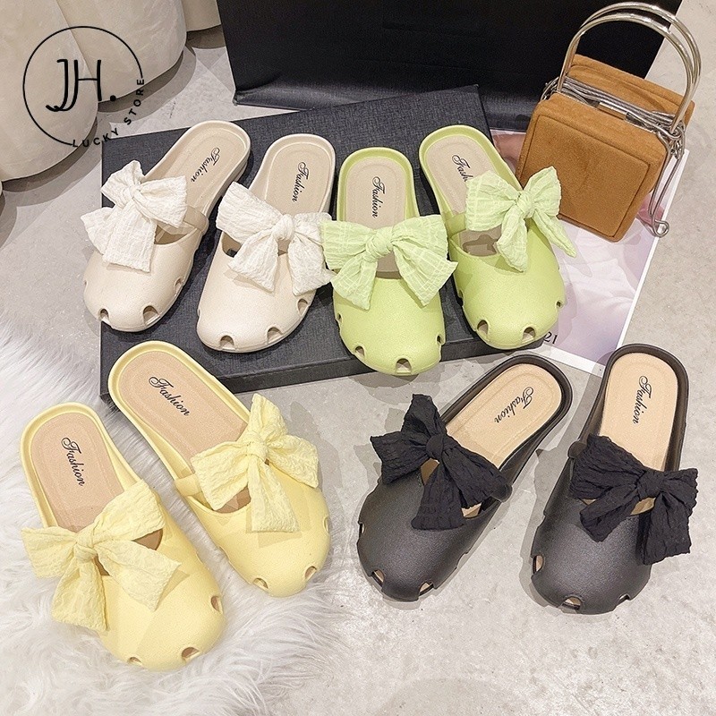 JH.lucky รองเท้าแตะแบบสวมเก็บหน้าเท้า ทำให้ดูเรียวสวย วัสดุนิ่ม ไม่เจ็บเท้า #sy120