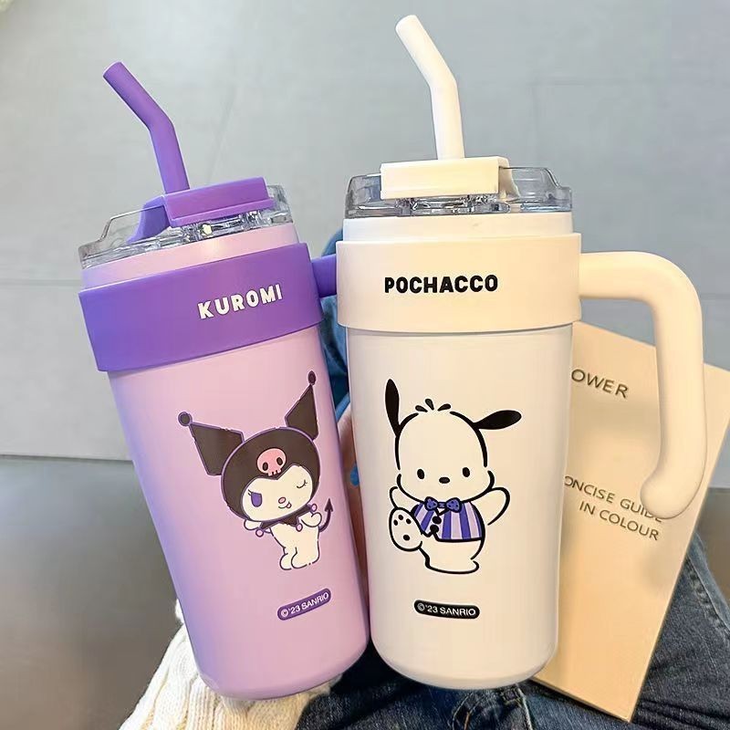 Kulomi กระติกน้ําร้อน ความจุขนาดใหญ่860mlลายการ์ตูน40oz ลายการ์ตูนกระทิงน้ําแข็งน่ารัก มีหูจับ+หลอดดูด แก้วเครื่องดื่มคู ราคา ถูกที่สุด ดีลบีเคเค แกลเลอรีภาพที่ 4