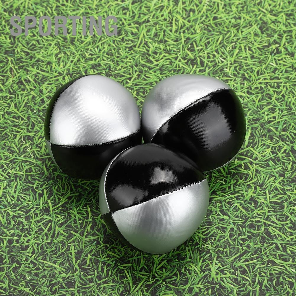 Sporting 3PCS เงินสีดำ PU หนังในร่มแบบพกพา Juggling Ball Performance Props