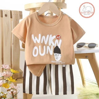 เสื้อผ้าเด็ก ชุดเซทเสื้อแขนสั้น+กางเกงขาสั้น ผ้าcotton อายุ 6เดือน-3ปี