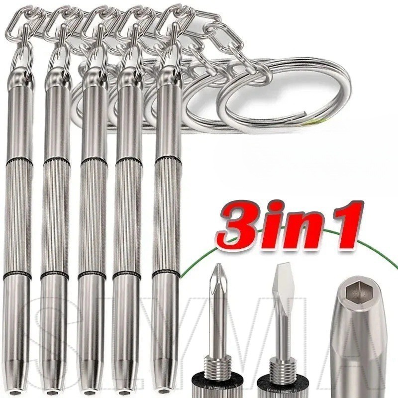 Sfse - 3 In 1 ไขควงขนาดเล็ก - มินิ - แบบพกพา - พวงกุญแจ - มัลติฟังก์ชั่น - สําหรับแว่นตา, นาฬิกา, โทรศัพท์มือถือ - ชุดเครื่องมือซ่อมสามชิ้น - สกรูหกเหลี่ยม แบบไขว้