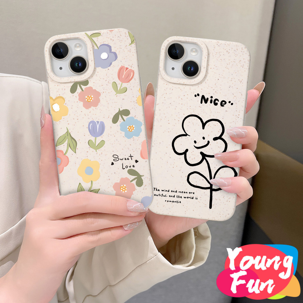 สําหรับ Vivo ลายดอกไม้แห่งความสวยงาม ยิ้ม ก้าน Y21E Y20 Y17 Y15A Y16 Y1s Vivo Y22 Y51 2020 Y95 Y19 Y50 V25e Y02 V25 Y35 V20 V25 V23 Proเคสโทรศัพท์มือถือ ย่อยสลายได้ เป็นมิตรกับสิ่งแวดล้อม