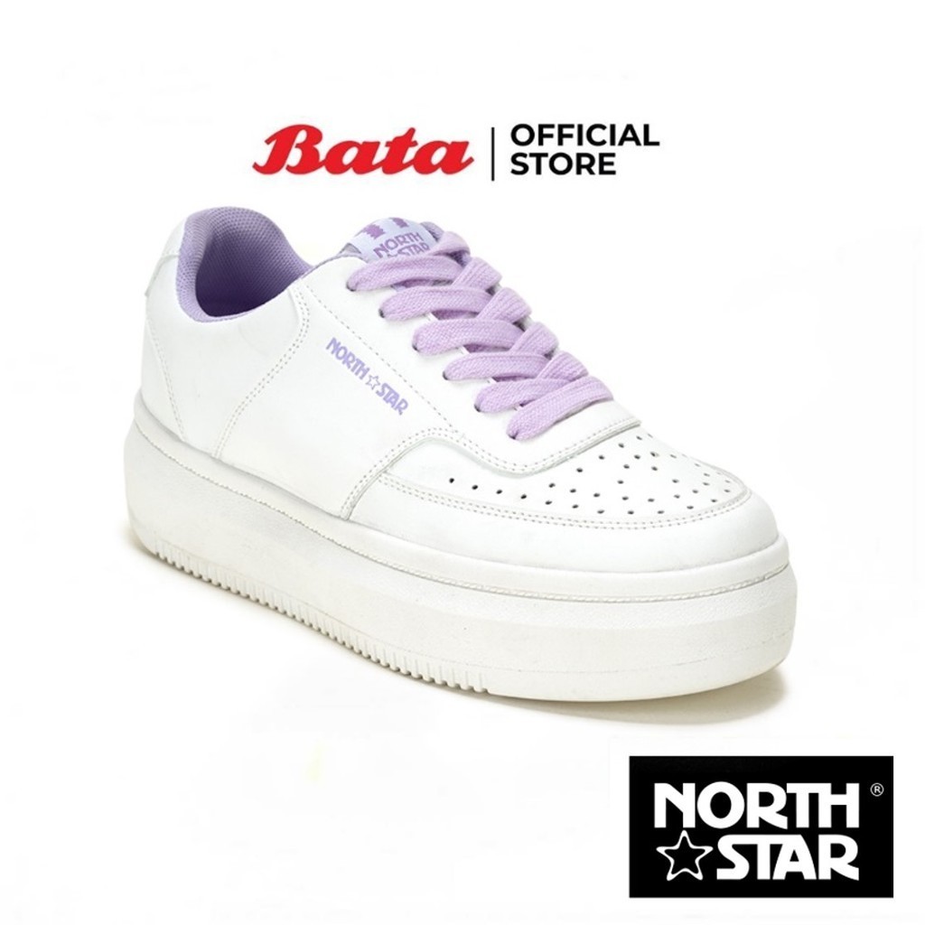 Bata บาจา by North Star รองเท้าผ้าใบสนีคเกอร์ แบบผูกเชือก แฟชั่น ลำลอง ดีไซน์เก๋ สวมใส่ง่าย สำหรับผู้หญิง สีขาว รหัส 5201093