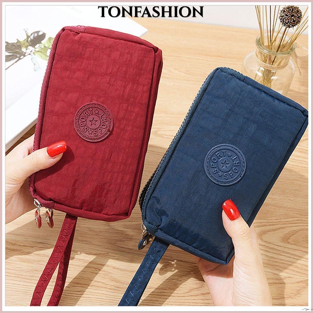 Tonfashion กระเป๋าสตางค์ ผ้าแคนวาส ใบยาว ใส่บัตร เหรียญได้ สําหรับผู้หญิง