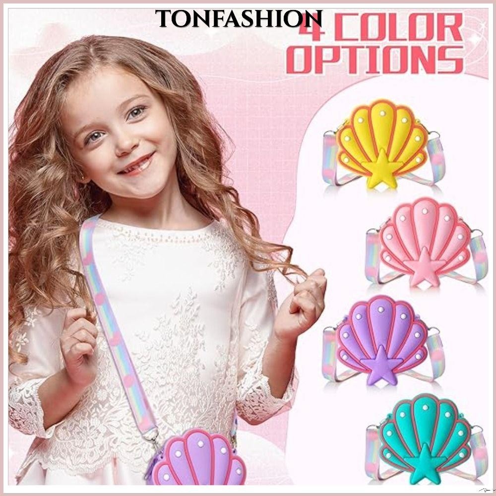 Tonfashion กระเป๋าสะพายไหล่ ขนาดเล็ก ซิลิโคน ปลาดาว กระเป๋าสะพายข้าง กระเป๋าถือเปลือกหอย ทนทาน เด็กผู้หญิงตัวเล็ก