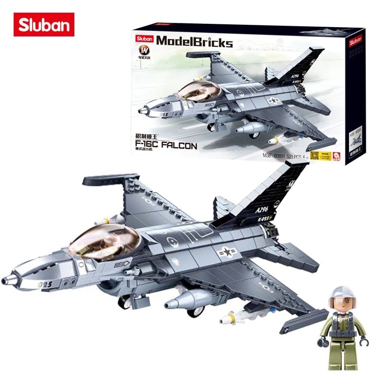 บล็อค ProudNada Toys ตัวต่อ เครื่องบินขับไล่ เครื่องบินรบ Sluban MODEL BRICKS F-16C FALCON 521 PCS M38-B0891
