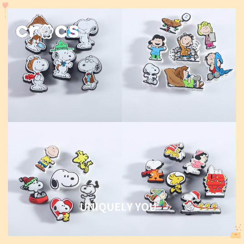 Crocs Jibbitz Snoopy series Crocs หัวเข็มขัดรองเท้า ลายการ์ตูนน่ารัก หัวเข็มขัดตกแต่ง Crocs charms แฟชั่น ลูกสุนัข รองเท้าดอกไม้
