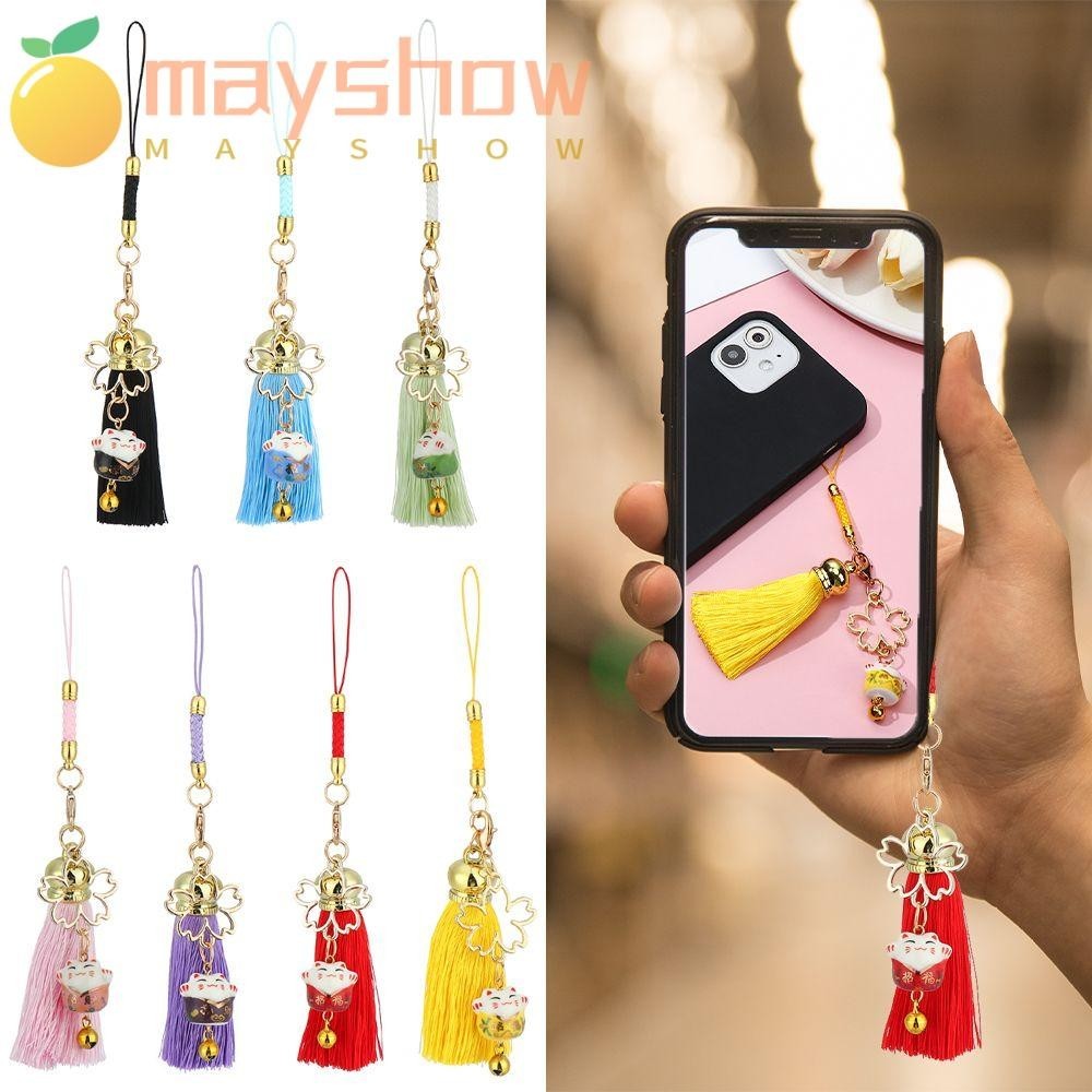 Mayshow สายคล้องโทรศัพท์ ห้อยจี้รูปแมวนําโชค ป้องกันการสูญหาย