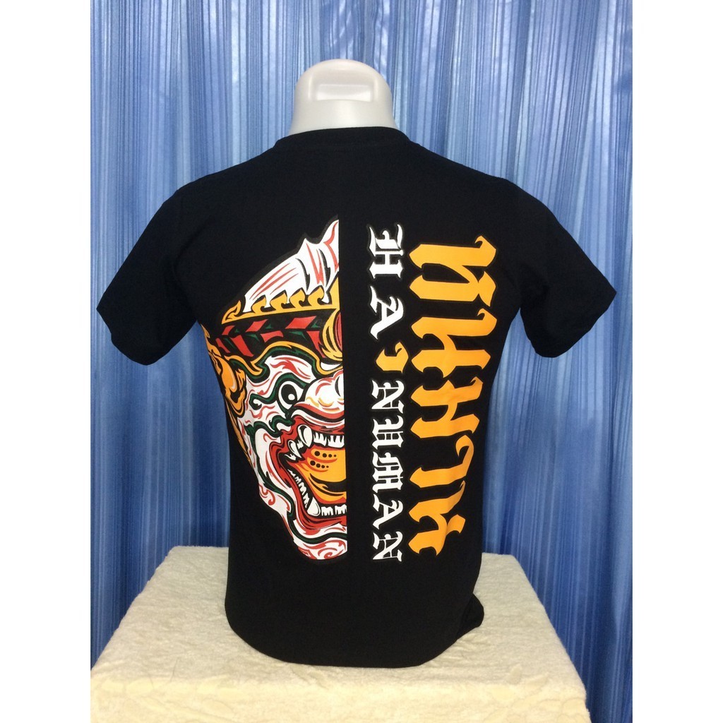 (🔥พร้อมส่ง🔥)  เสื้อยืด หนุมาน ครึ่งหน้า แขนสั้น ผ้า cotton com32 สกรีนหน้าหลัง เสื้อสวย ราคาถูกS-5XL