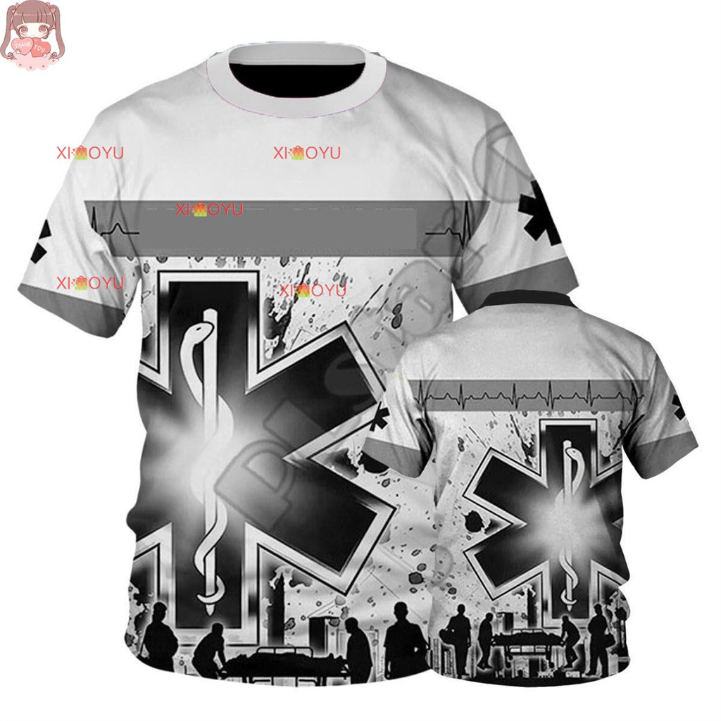 By T Shirt- Allin Stock EMS บริการการแพทย์ฉุกเฉิน 3D พิมพ์แฟชั่นใหม่ฤดูร้อนโดยแขนสั้นเสื้อยืดผู้ชายผู้หญิง Casual Streetwear