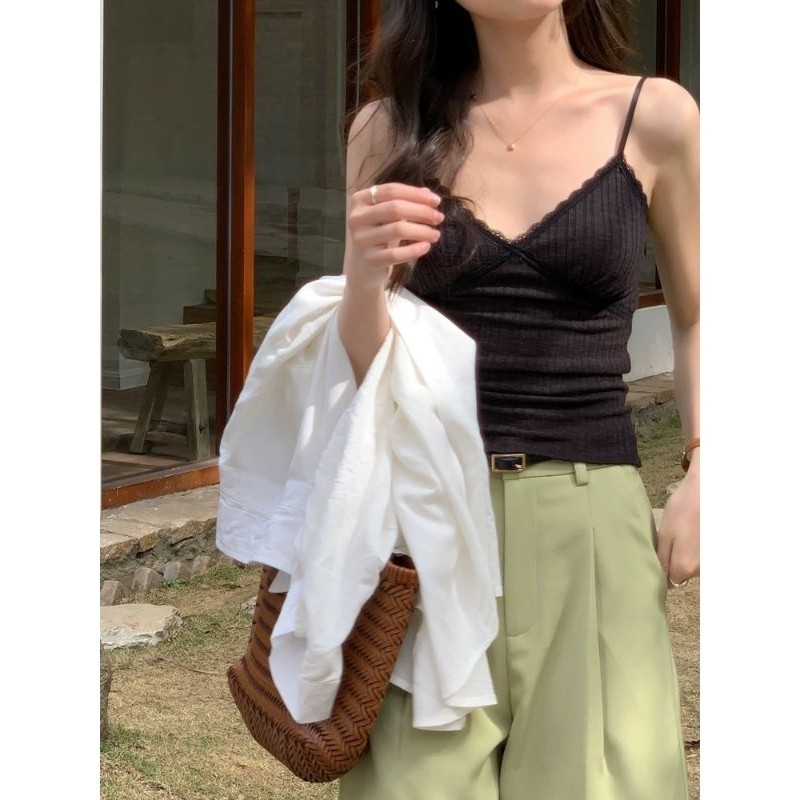 JJ Shop​💜​พร้อมส่ง เสื้อสายเดี่ยว มีฟองน้ำ ผ้าพริ้ว ใส่สบาย 