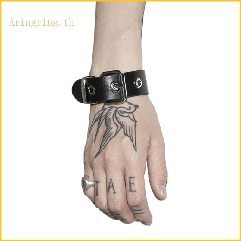 Arin สายรัดข้อมือหนัง PU อัลลอย ปรับได้ ใช้ได้นาน สไตล์พังก์