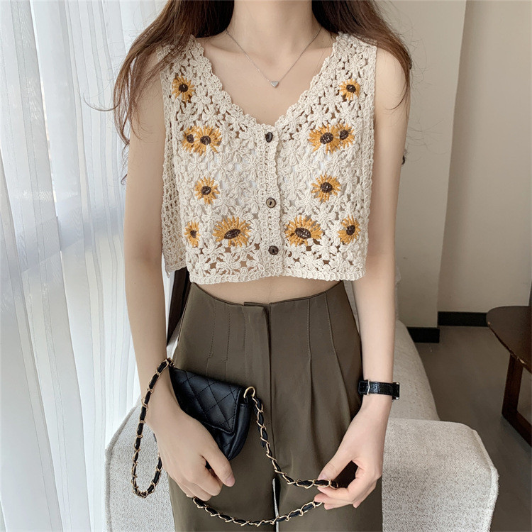 Swoan123 เสื้อคาร์ดิแกนแขนกุด คอวี ปักลาย สไตล์ชนเผ่า สําหรับผู้หญิง