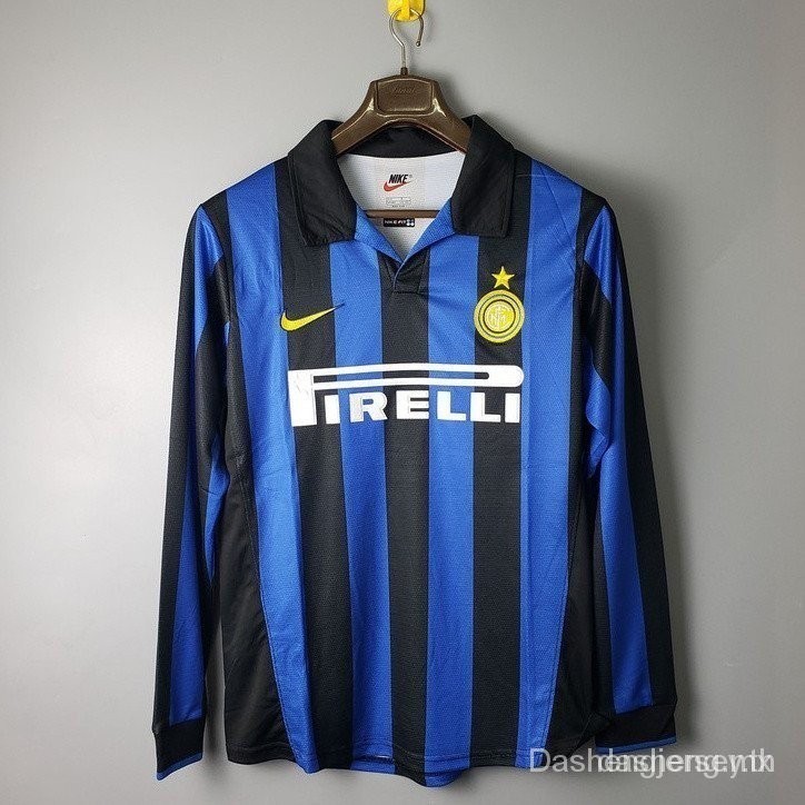 1998/1999 เสื้อเชิ้ตฟุตบอล แขนยาว ลาย Inter Milan I LRTG สไตล์เรโทร