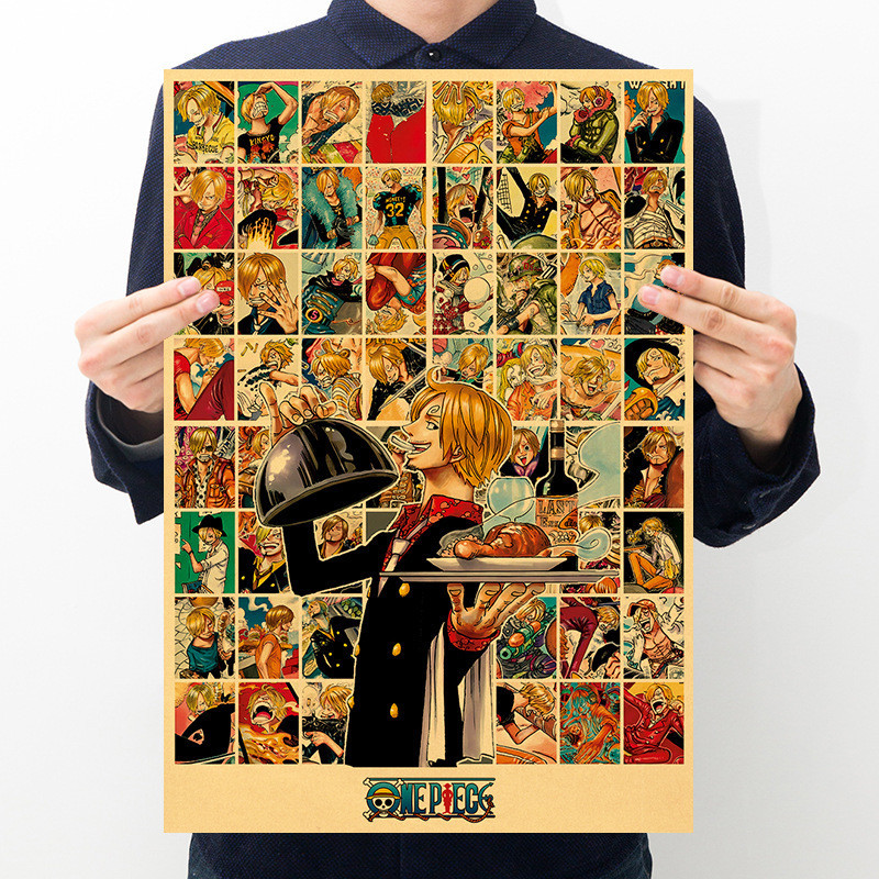โปสเตอร์กระดาษคราฟท์ ลายการ์ตูนอนิเมะ One Piece Yamaji ขนาด 50.5x35 ซม. สไตล์เรโทร สําหรับตกแต่งคาเฟ่ บาร์