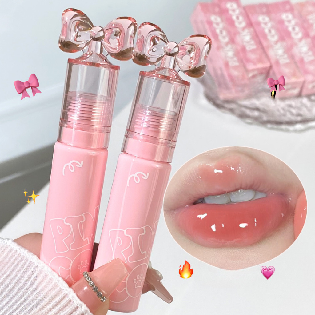 Pinkcoco ลิปสติก ลิปกลอส เนื้อลิขวิด เพิ่มความชุ่มชื้น ไม่เหนียวติด