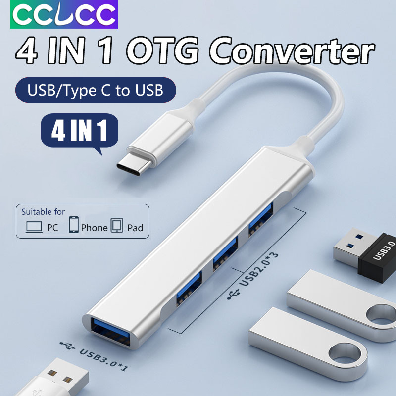 Cclcc อะแดปเตอร์ฮับ USB Type C เป็น USB 3.0 2.0 OTG 4 IN 1 อเนกประสงค์ OTG และตัวแปลงชาร์จเร็ว สําหรับ Samsung S24 S23 S22 Ultra MacBook Air Pro เป็น U Disk เมาส์ คีย์บอร์ด