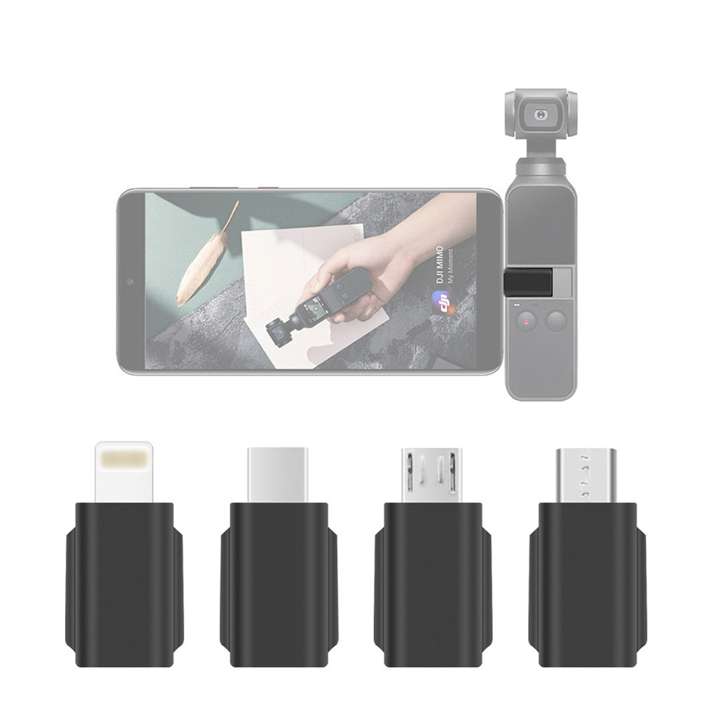 FEICHAO สําหรับ DJI Osmo Pocket 1/Pocket 2 อะแดปเตอร์โทรศัพท์มือถือ USB Type C พอร์ตข้อมูลโทรศัพท์ Connector อุปกรณ์เสริมกิมบอลมือถือ