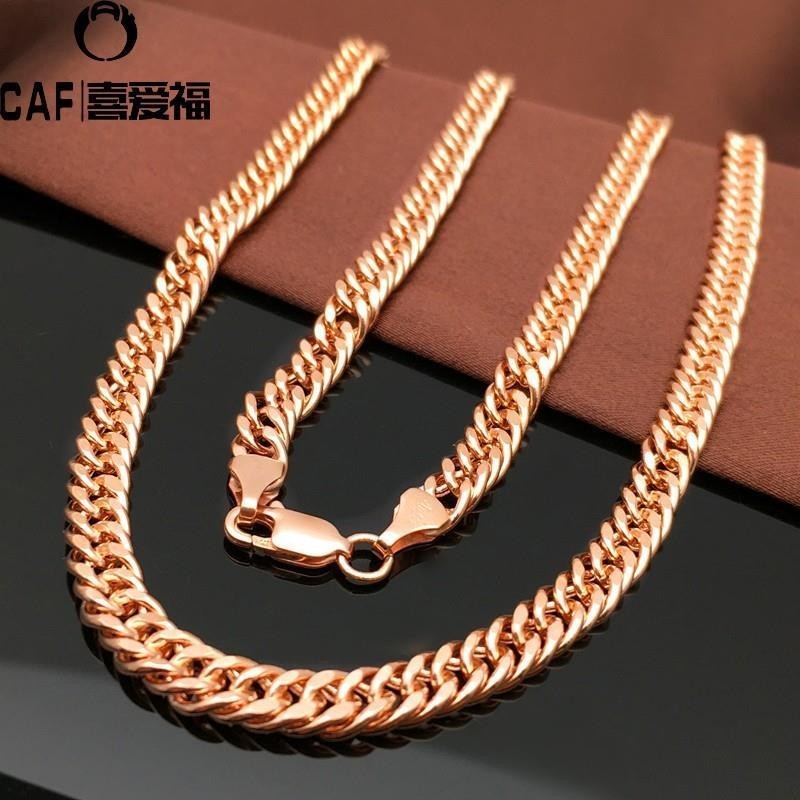 CAF Jewelry 14K Gold รัสเซีย 585 สร้อยคอทองคําสีม่วงหรูหราผู้ชายผู้หญิงสไตล์เดียวกันโซ่บอร์ดสี Gold 