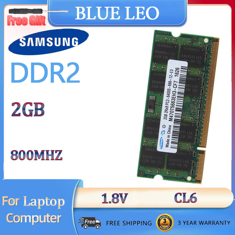 [พร้อมส่ง] หน่วยความจําแล็ปท็อป Samsung 2GB DDR2 800Mhz 2Rx8 PC2-6400 200pin SODIMM RAM