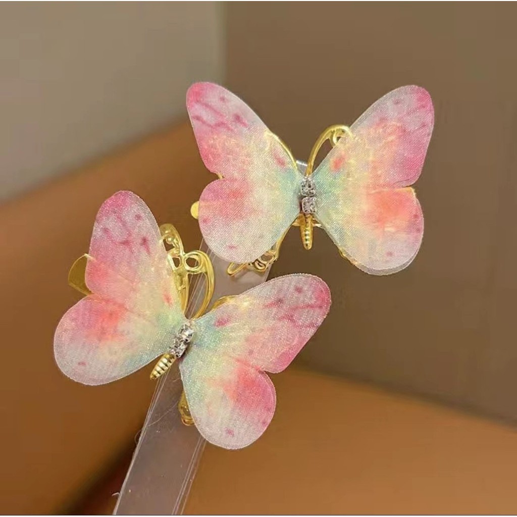 กิ๊บติดผม ผ้ากอซ แต่งพู่ ลายผีเสื้อ ไล่โทนสี สีสันสดใส สไตล์เจ้าหญิง สําหรับเด็กผู้หญิง จํานวน 2 ชิ้น - รูปที่ 4