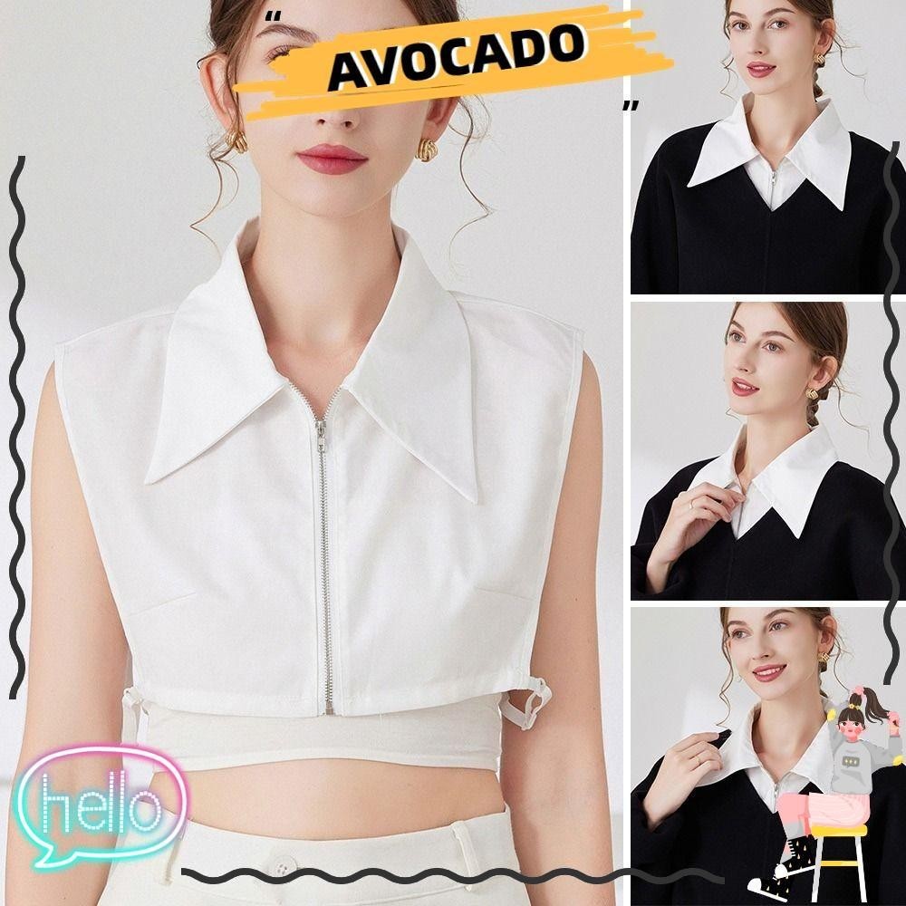 Avocarr เสื้อเชิ้ตคอปกปลอม ผ้าฝ้าย สไตล์วินเทจ คลาสสิก ถอดออกได้ สําหรับผู้หญิง