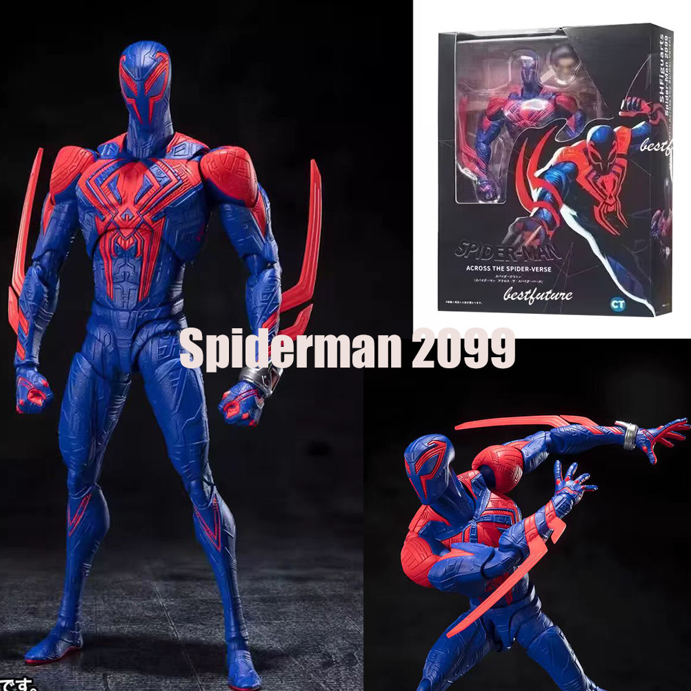 SHF Spider Man ข้าม Spider Verse Spiderman 2099 Shf Miguel Ohara Miles Morales Gwen Stacy Sh Figuart