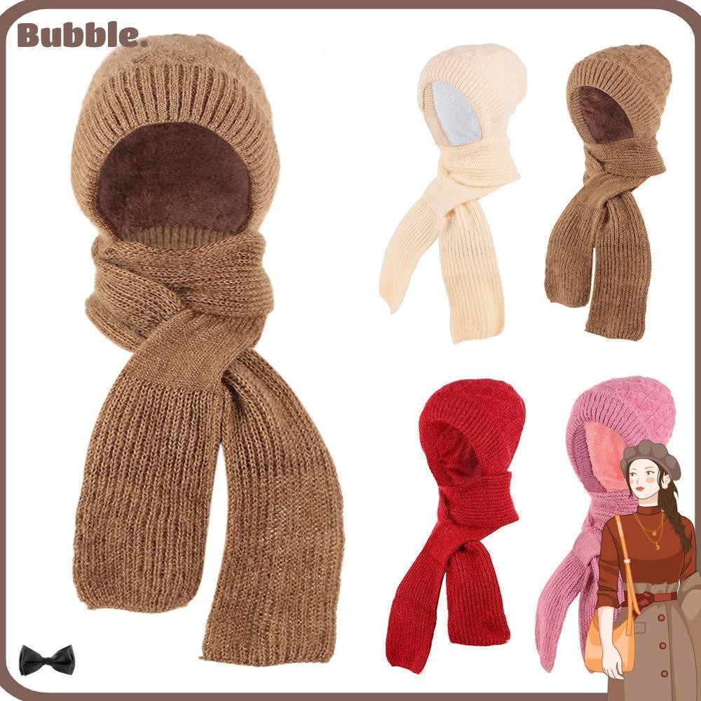 Bubble หมวกบีนนี่ ผ้าพันคอ กันลม หนา ให้ความอบอุ่น แฟชั่นฤดูหนาว สําหรับผู้หญิง