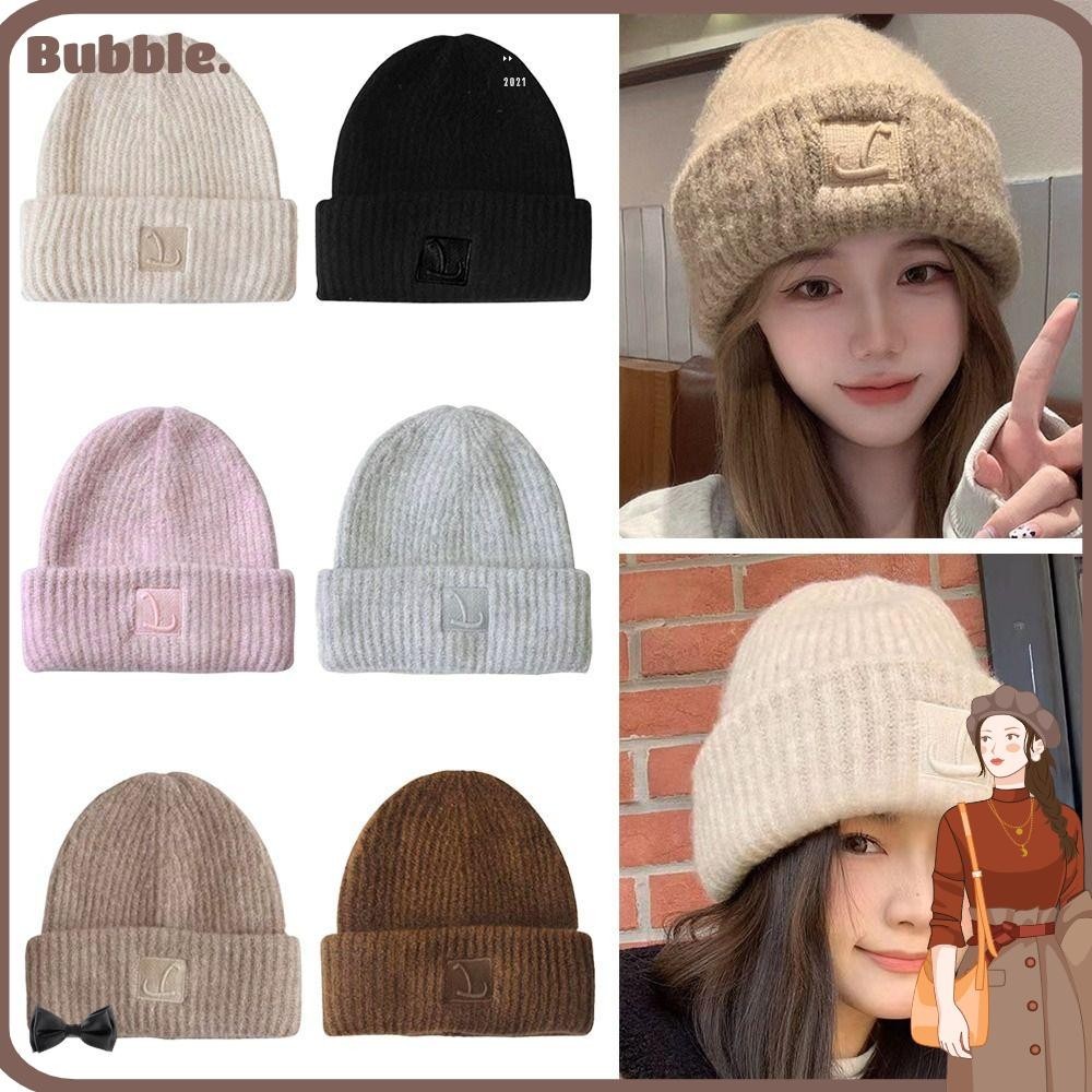 Bubble หมวกบีนนี่ ผ้าถัก กันลม สีพื้น สไตล์ฮิปฮอป ให้ความอบอุ่น เหมาะกับฤดูหนาว สําหรับผู้ชาย