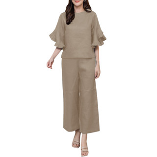 เสื้อท็อป คอปาด แขนบาน เอวยางยืด สไตล์วินเทจ สําหรับผู้หญิง