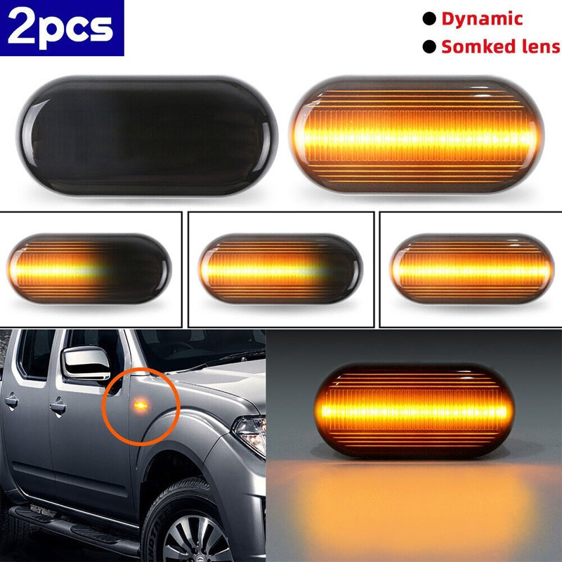 หลอดไฟเลี้ยวไดนามิก LED สําหรับ Nissan 350Z Z33 Navara D40 Pickup Cube Z11 Pathfinder R51 Qashqai J10 Note E11 2 ชิ้น