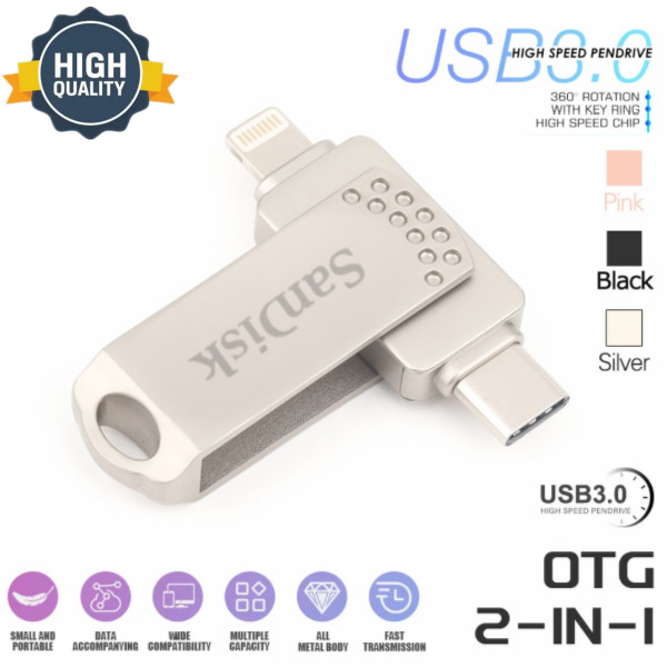 แฟลชไดรฟ์ 1TB iXpand 512GB TypeC Otg Pendrive สําหรับ iPhone TypeC เป็น Lightning
