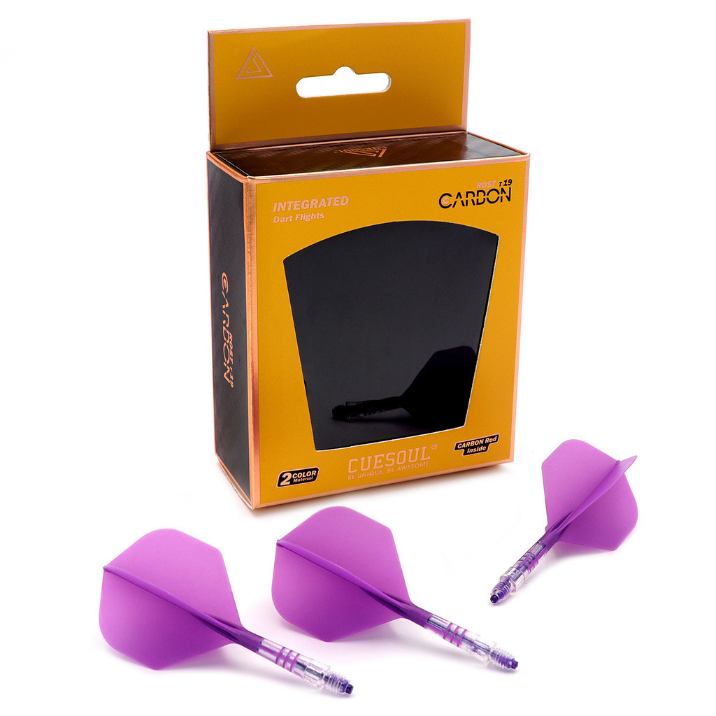 Cuesoul ROST T19 Carbon Integrated Dart Shaft และ Flight Standard Shape-Purple Flight with Purple Shaft