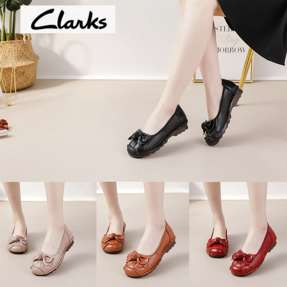 รองเท้า clarks สําหรับผู้หญิง ใหม่รองเท้าริบบิ้น clarks สําหรับผู้หญิงของแท้หนังจัสมินรองเท้าแบน