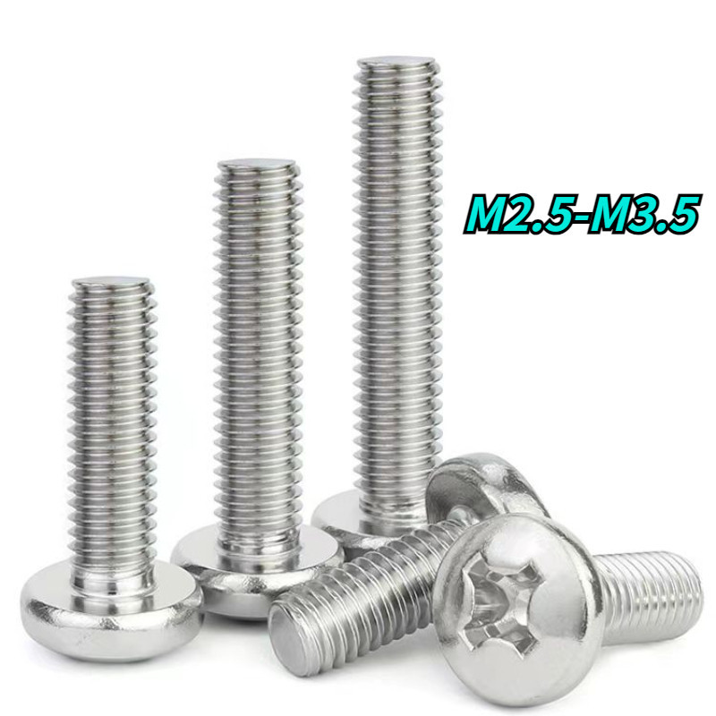 [HNK] หัวสกรูสเตนเลส 304 หัวกลม ขนาดเล็ก GB818 Bolt PM National Standard M2.5 M3 M3.5