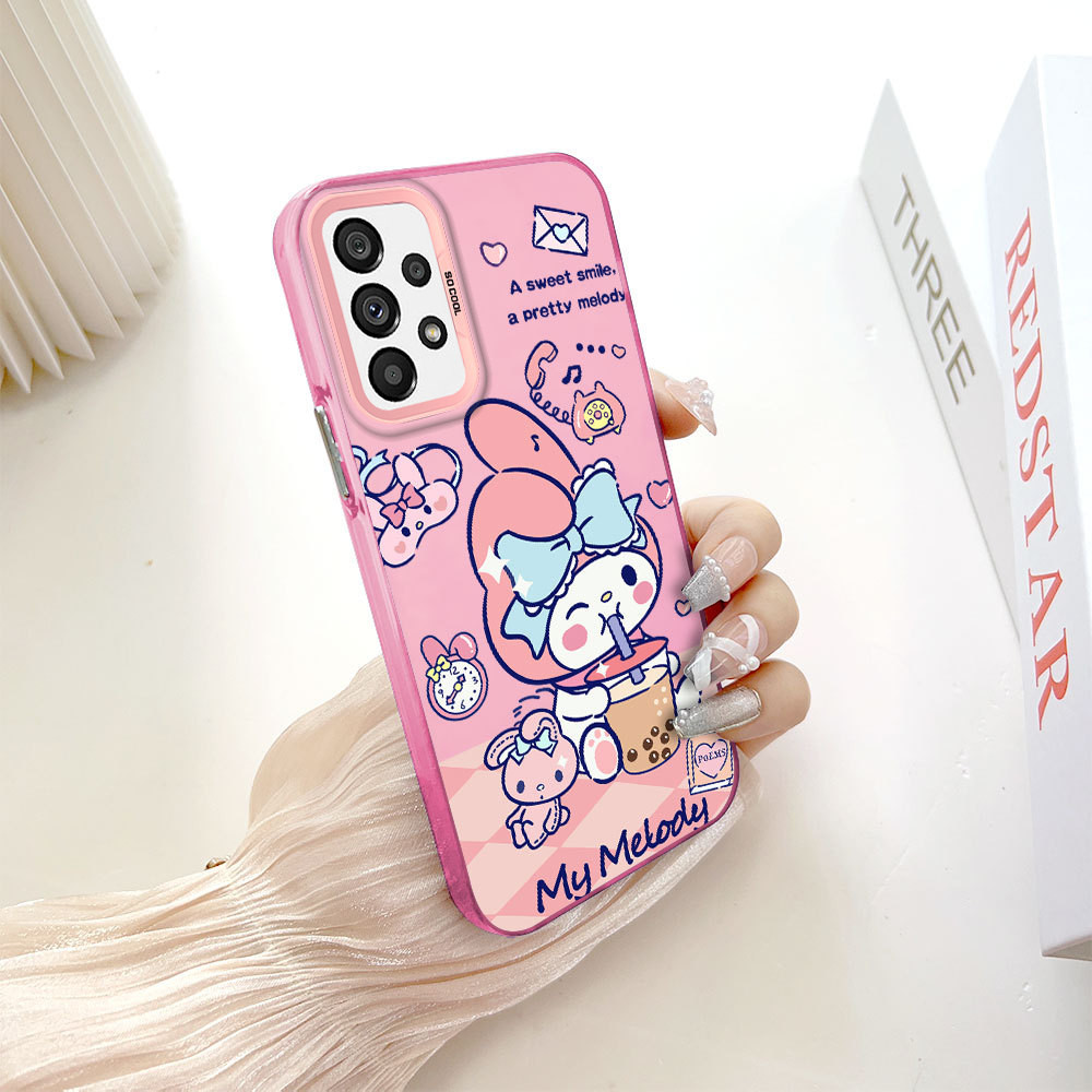 เคสโทรศัพท์มือถือแบบแข็ง ขอบนิ่ม สองด้าน ลาย Kuromi Cinnamoroll My Melody น่ารัก หลากสี สําหรับ Redmi Note 13 Pro 12 Pro 11 Pro 11S 10S 10 Pro