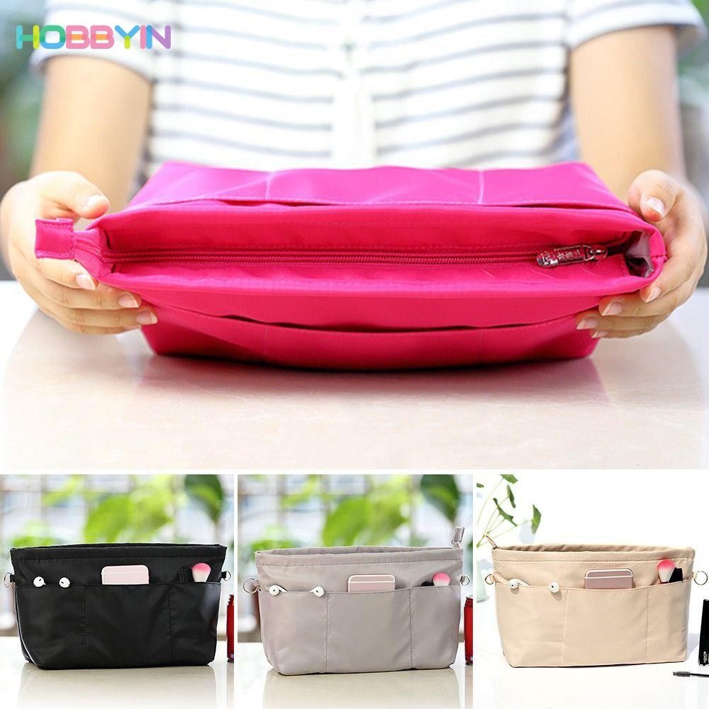 MELENE ใส่กระเป๋าเครื่องสําอาง, Felt Portable Linner Bag, Multi-Pocket Storage Bags with Zipped Top Handbag Organizer Women