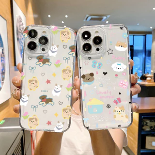 การ์ตูนน่ารักผีเสื้อสุนัขคู่สําหรับredmi 13 14C 12 13Cหมายเหตุ14 13 12 11 Pro Plus Turbo 12S 11 10S 9S Proสนุกคําสัตว์หรูหราใสกันกระแทกTPUนุ่ม